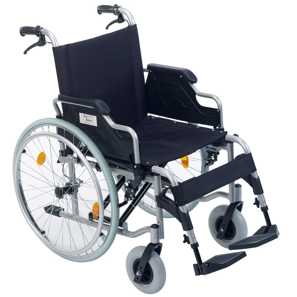 Alu-Rollstuhl faltbar mit Handbremsen Teqler