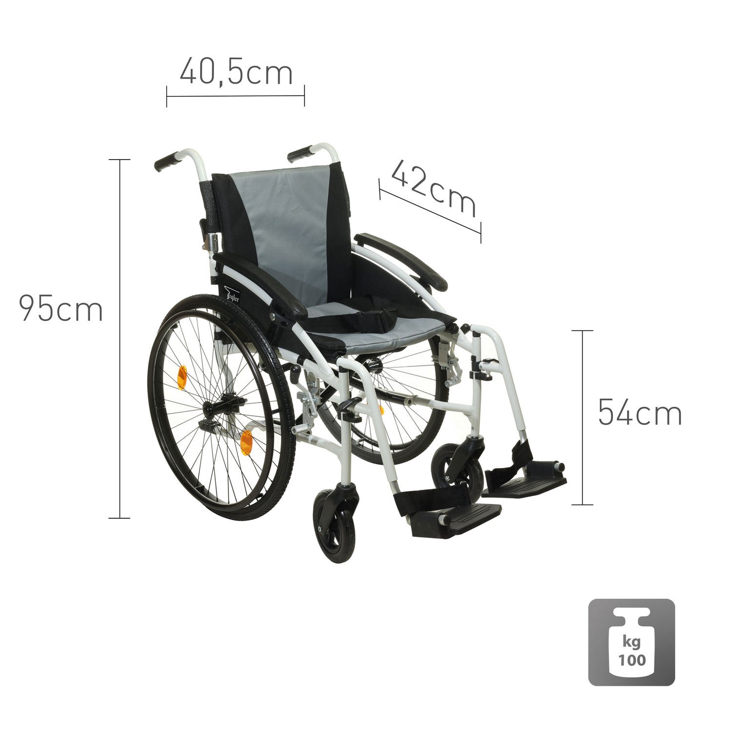 Leichtrollstuhl faltbar mit höhenverstellbaren Armlehnen