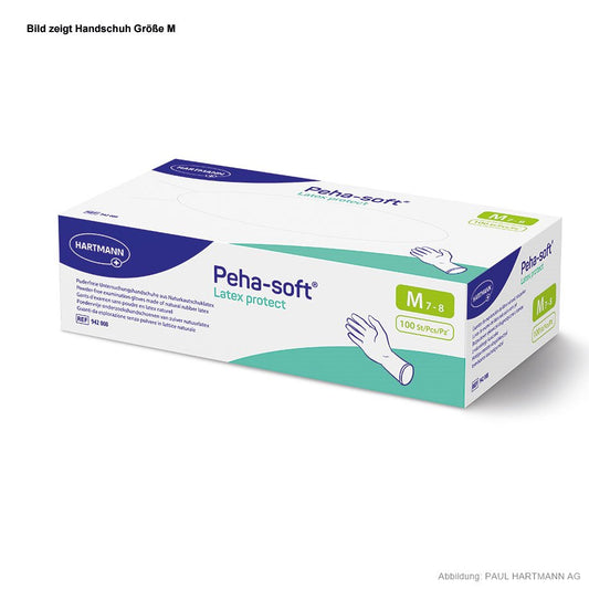 Peha-soft® latex protect Untersuchungshandschuhe – puderfrei, unsteril – 100 Stück